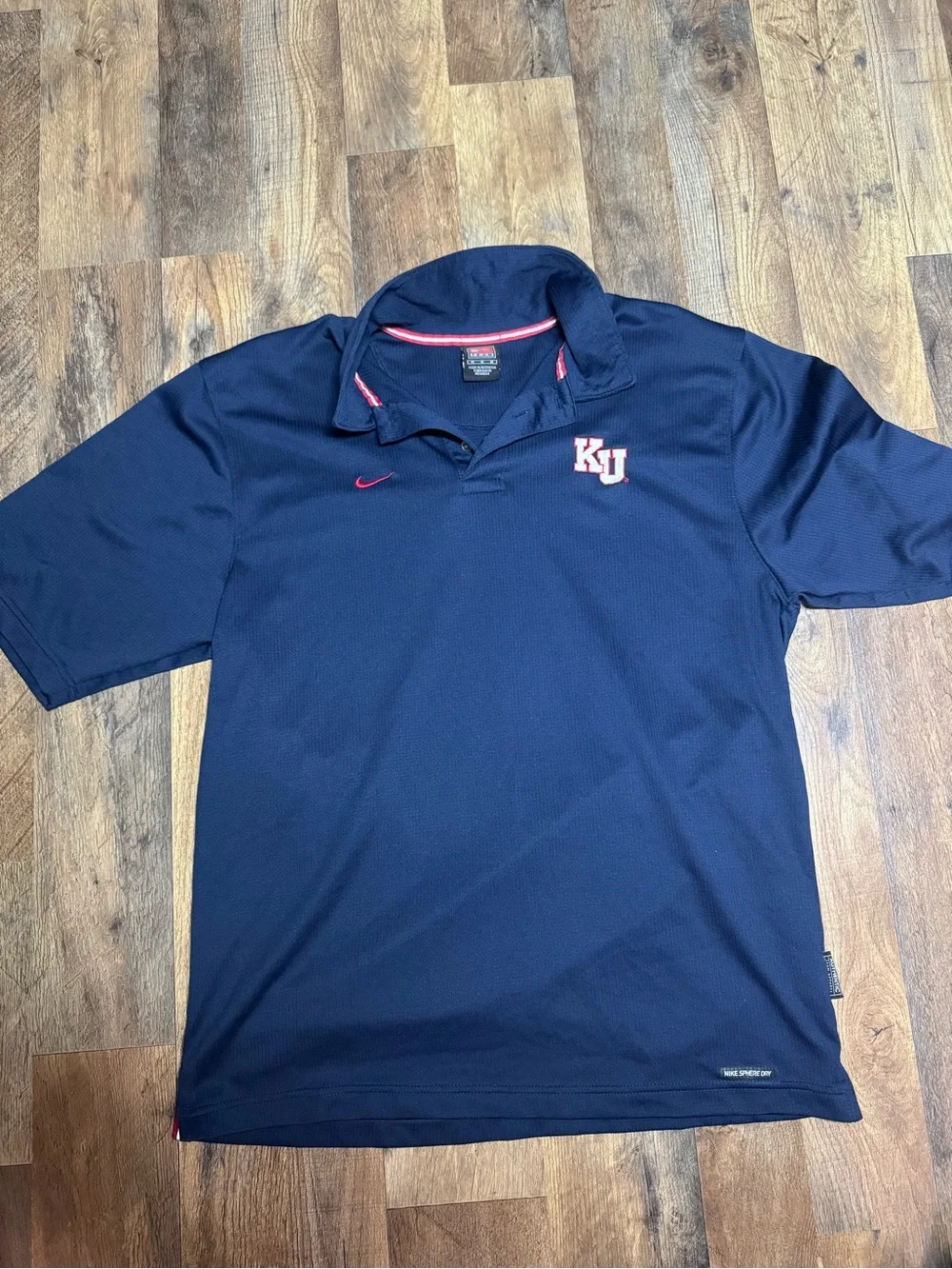 Nike Men’s KU Navy Polo with Red Accents